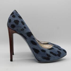 37.5 Dolce & Gabbana Blue Denim Animal Print Pumps